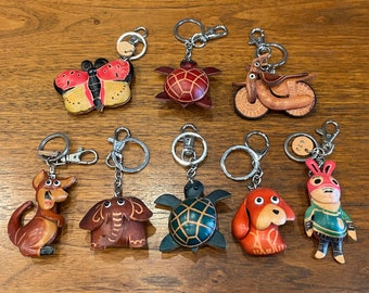 Handmade Leather Animal Keychains, Fair Trade from Morocco