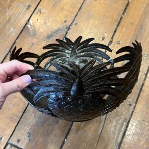 Haitian Metal Art Pineapple Decorative Bowl, 10x6”