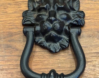 Vintage Antique Wrought Iron Lion Door Knocker, 7 Inches Long, 4 Inches Wide