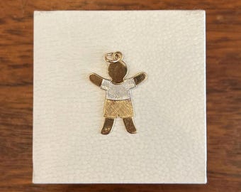 Vintage “Heart of Gold” 14K Gold Marked Child Figure Necklace Jewelry Pendant, Approximately 1”