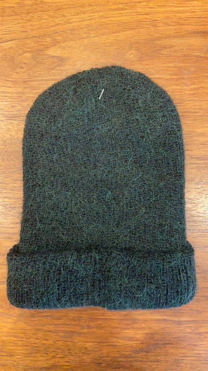 Hand-Knit 100% Alpaca Adult Hat Winter Beanie Skull Cap, Solid Colors, Light Blue Black Wine Jade Green, Fair Trade from Peru and Bolivia Emerald Green