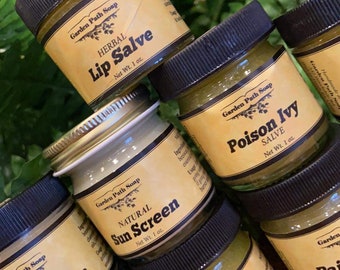 All Natural Herbal Salves & Lotions, Amish-Made by Garden Path Soap in Lancaster PA, Sun Screen Poison Ivy Dry Skin Moisturizer
