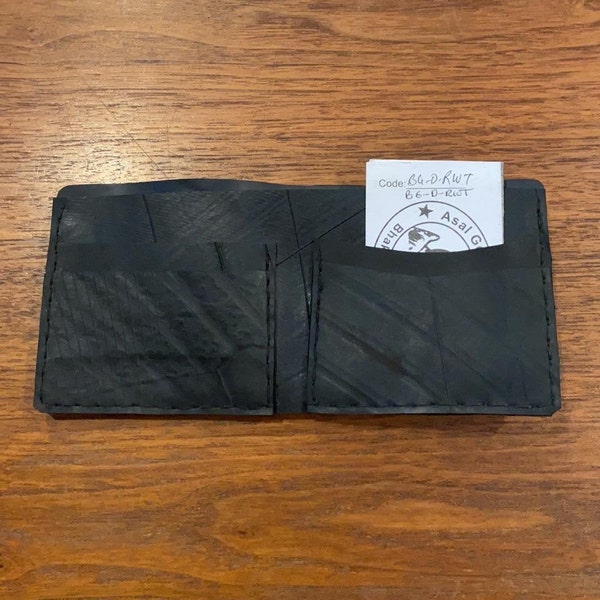 Recycled Black Rubber Tire Wallet Billfold, Fair Trade from Nepal