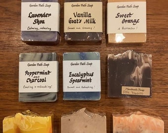 Amish-Made Hand-Cut All Natural Herbal Bar Soaps, 4 Ounces Each, Garden Path Soap Lavender Vanilla Charcoal Pipe Tobacco Pumpkin Cinnamon