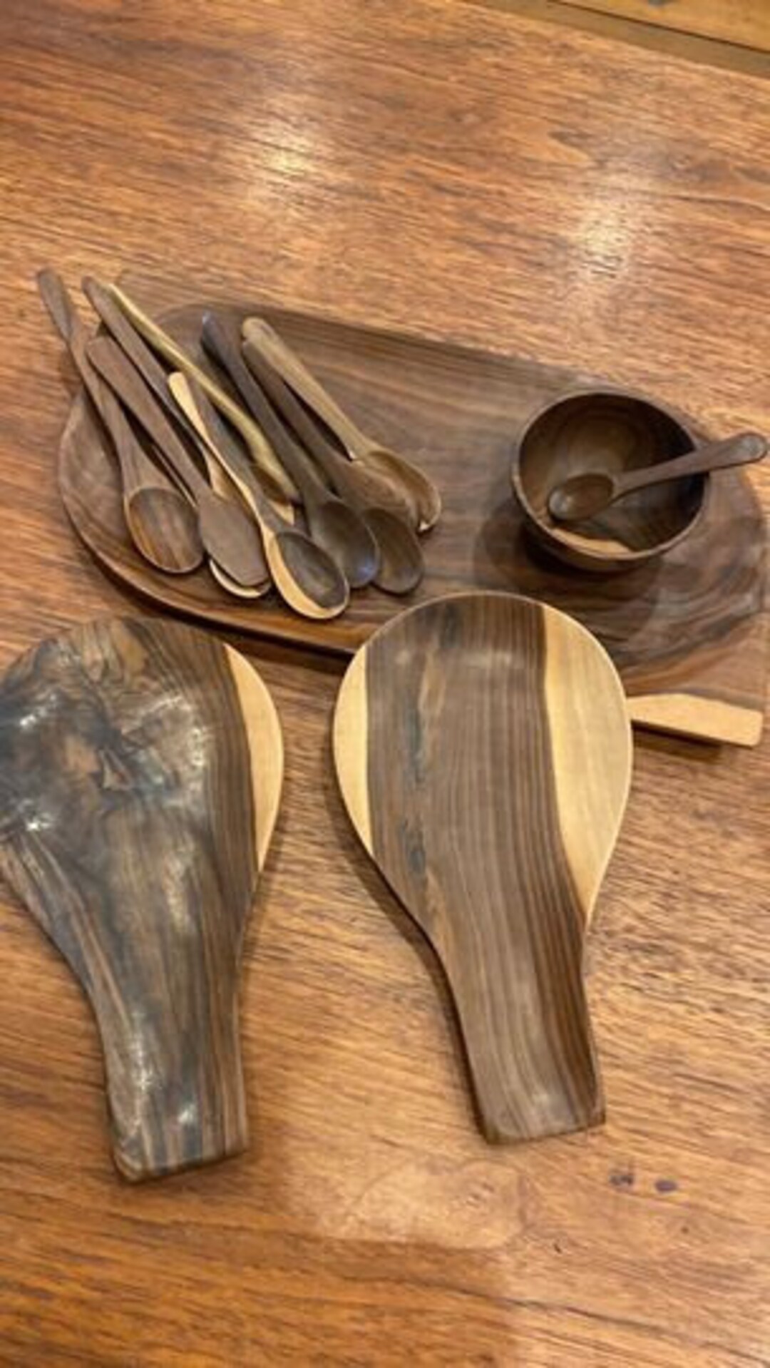 Wood Serving Tray with Stoneware Dip Bowls main image 1
