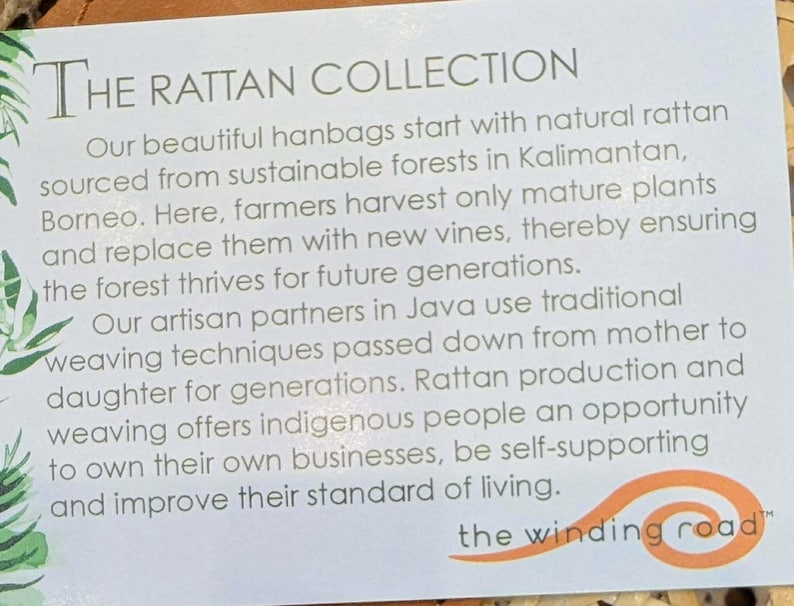 The Rattan Collection Woven Totes and Crossbody Cross Body Handbags Purses Crafted in Leather and Natural Rattan, Fair Trade from Java image 5