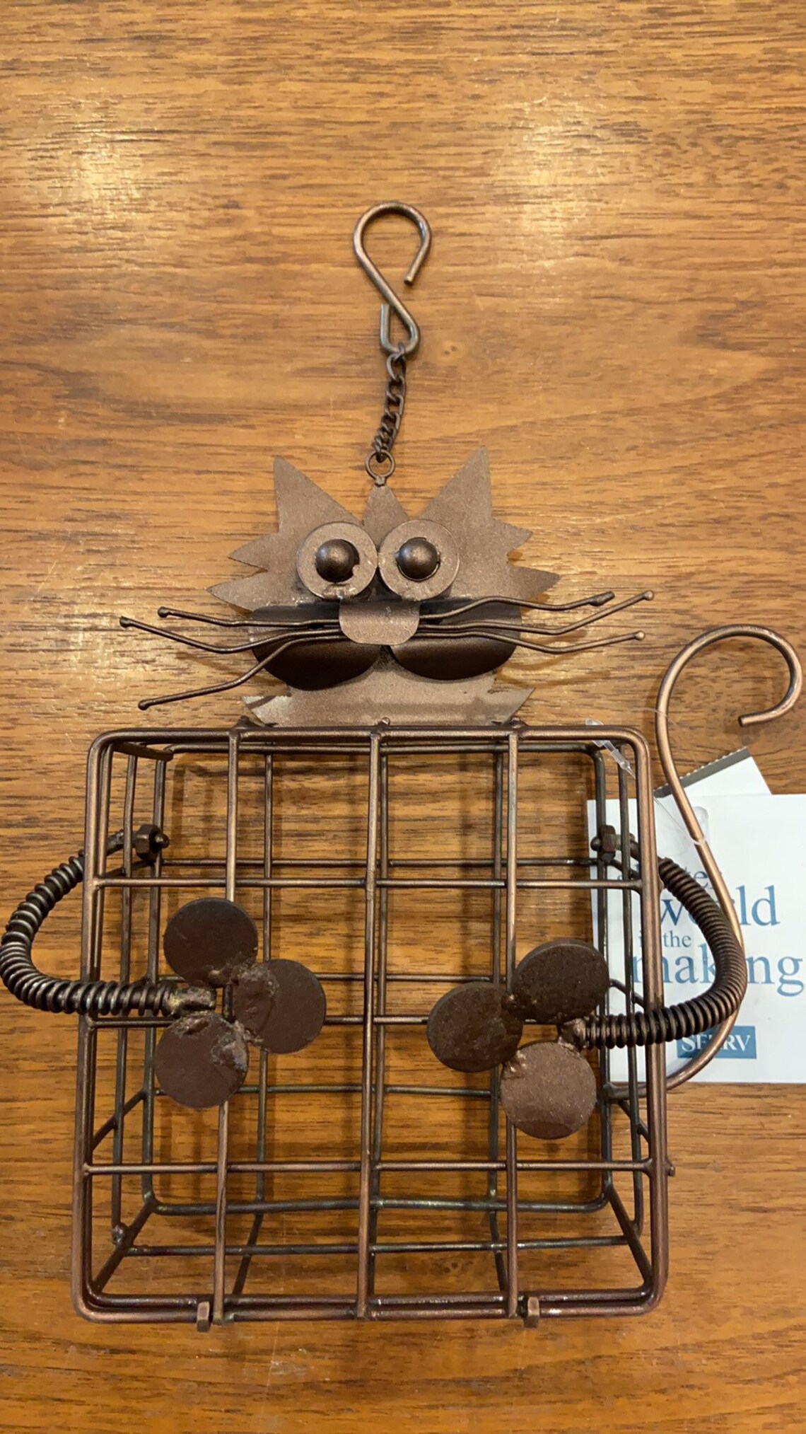 Handmade Metal Suet Bird Feeder Holder Brown Kitty Cat 8x7 Etsy