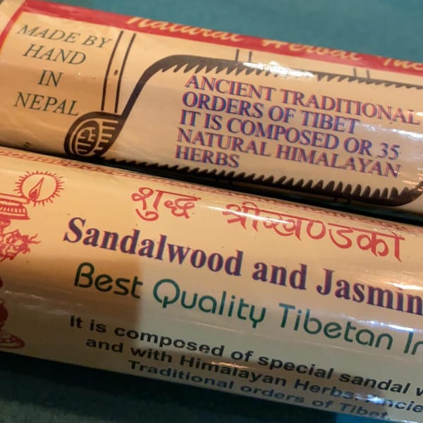 Tibetan Natural Herb Jasmine Sandalwood Incense Sticks, Fair Trade from Nepal