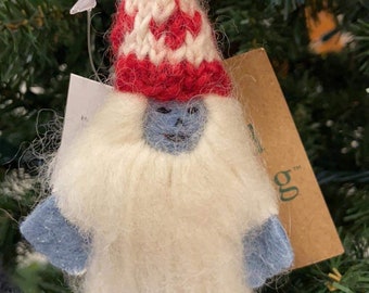 Alpaca Wool Yeti Ornaments 6x3 Inches, Abominable Snowman, Fair Trade from Nepal