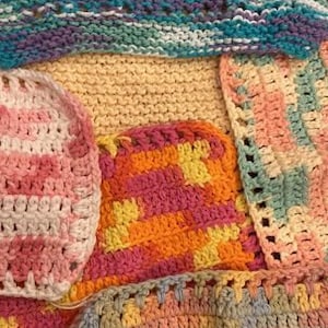 Hand-Crocheted Cotton Square Dish Cloths Scrubbies Dishcloths Dishrags Facial Washcloths Hot Pads, Sizes Vary, Locally Made