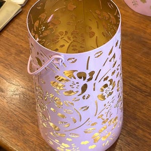 Handcrafted Intricately Detailed Metal Lanterns, Hurricanes, Candle Holders, White Birch Copper Medallion Tree of Life,Fair Trade from India Pink Blossom, 10”