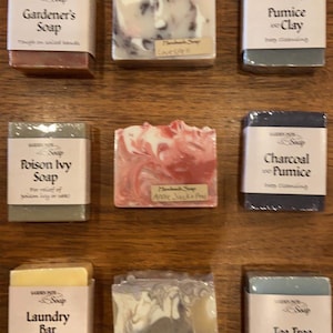 Amish-Made Hand-Cut All Natural Herbal Bar Soaps, 4 Ounces Each, Garden Path Soaps, Lavender Musk Love Spell Tea Tree Pumice Clay Charcoal