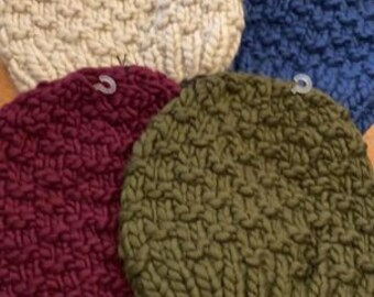 Hand-Knit Cable-Knit 100% Merino Wool Adult Cloud Hat Winter Beanie Skull Cap, Fair Trade from Peru and Bolivia