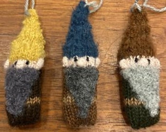 Handcrafted Alpaca Wool Gnome Christmas Holiday Ornaments, 4x1.5 Inches, Fair Trade from Peru