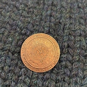 Vintage Mexican Sterling Silver 1.75 Inch Brooch Pin or Pendant Featuring an Aztec Calendar Design, Marked with 925
