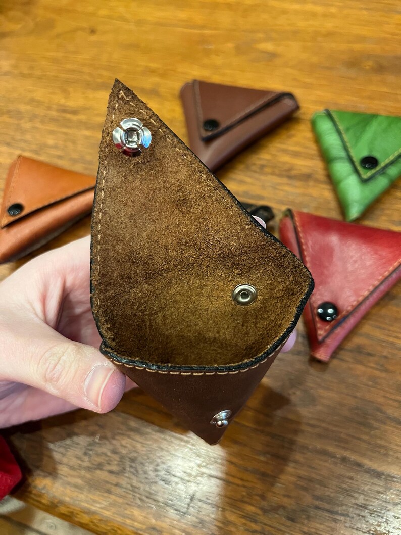 Triangular Coin Purse Genuine Leather Triangle Snap Button Coin Purse, Wallets, Fair Trade ...