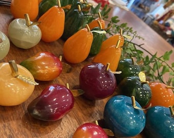 Hand Carved Onyx Stone Decorative Figurine Fruits, Apples Pears Peppers, Fair Trade from Mexico and Taiwan