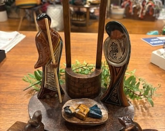 Hand-Carved Wooden Stone Painted Nativity Crèche Christmas Holiday Sets, Mary Joseph & Baby Nativities, Wise Men, Fair Trade from Ecuador