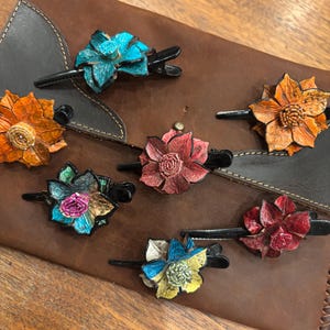 Handcrafted Leather Floral Hair Clips, Fair Trade From 