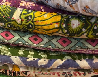 Handmade 100% Cotton Recycled Reversible Sari Patchwork Blankets and Throws, Fair Trade from India, Varying Sizes