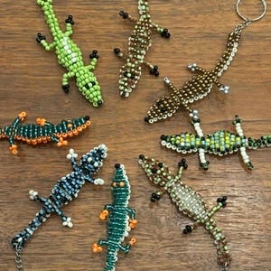 Handcrafted Beaded Crocodile Alligator Keychains Key Fab, Fair Trade from Ecuador