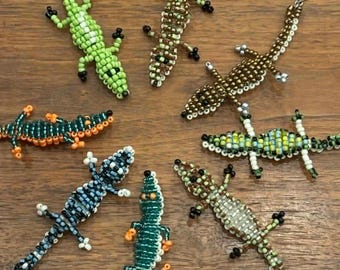Handcrafted Beaded Crocodile Alligator Keychains Key Fab, Fair Trade from Ecuador