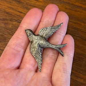 Vintage Sterling Silver Sparrow Bird Pin Brooch, 1.75 x 2”
