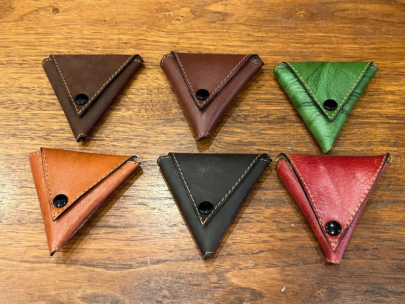 Triangular Coin Purse Genuine Leather Triangle Snap Button Coin Purse, Wallets, Fair Trade ...
