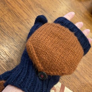 Hand-Knit 17% Alpaca Wool Adult Convertible Fingerless Mittens Gloves, Texting Thumb Holes, Hand Warmers, Fair Trade from Peru and Bolivia