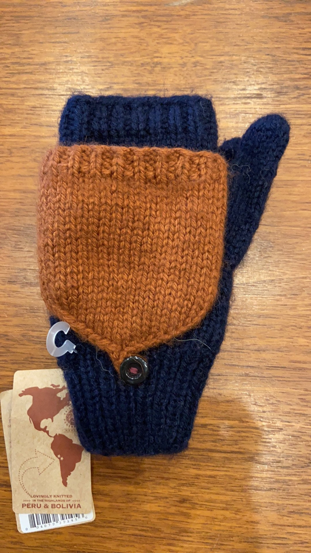 Hand-knit 17% Alpaca Wool Adult Convertible Fingerless Mittens