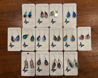 Butterfly Wing Reversible Jewelry, Silver-Toned Nickel Earrings, Made from Real Butterfly Wings, Fair Trade from Peru