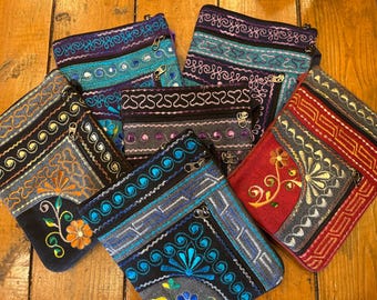 Embroidered Cross Body Bags, Crossbody Purses, 10 Inches x 9 Inches, Fair Trade from Nepal