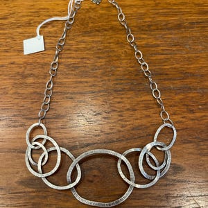 Vintage Silpada Brand Sterling Silver Women’s Loop Pendant Necklace with Attached Adjustable 13” Chain