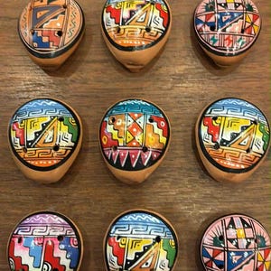 Hand-Painted Ceramic Ocarinas Wind Instruments Vessel Flutes, 2.5x2 Inches, Geometric Designs Dolphin, Fair Trade from Ecuador