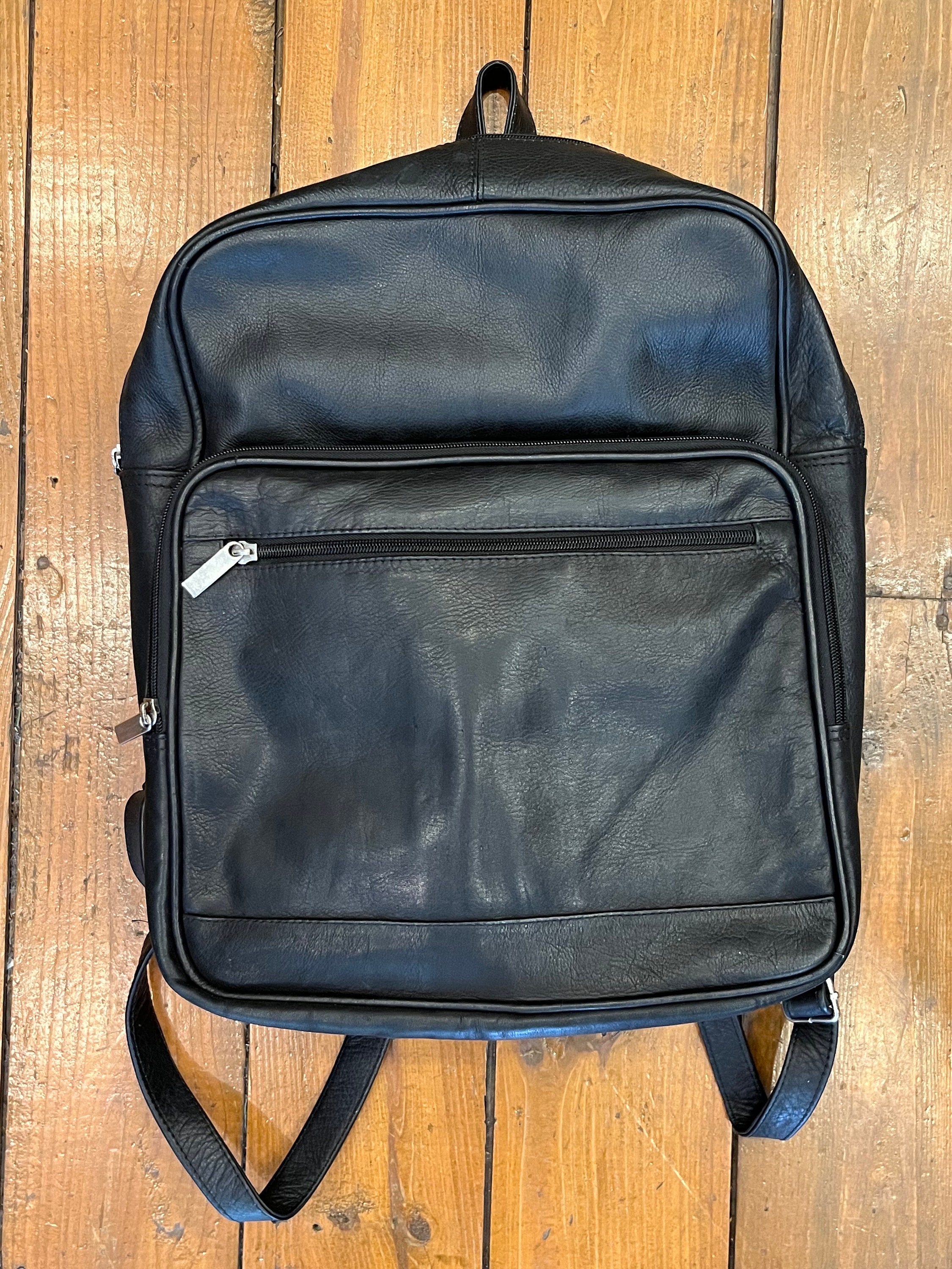 New Ecuadorian leather black unisex backpack Bags & Backpacks | The Essential Store main image 4