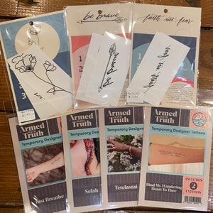 Armed with Truth Temporary Design Word Phrases Tattoos, 2 per Pack, Local Artisans