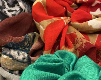 Recycled Sari Elastic Hair Ties Scrunchies Scrunchy, Ponytail Holder, Hair Accessories for Girls and Women, Fair Trade from Nepal