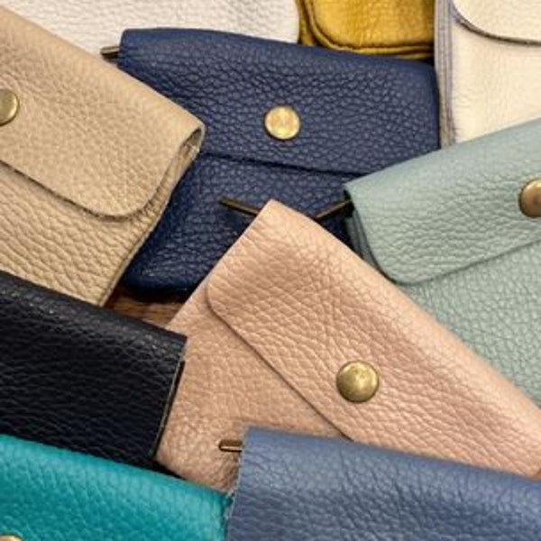 Hand-Crafted Authentic Genuine Italian Leather Zippered Coin Purses Wallets with Snap Closure, 4.5x3.5 Inches, Fair Trade from Italy