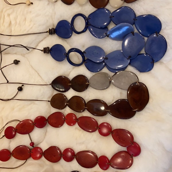 Tagua Nut Beaded Adjustable Length Necklaces, Fair Trade Ecuadorian Jewelry