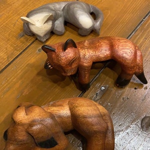 Hand-Carved Hand-Painted Wooden Shelf Sitters Eyeglass Holder, Pets Cats Dogs & Bunnies Decor , 5-6 Inches, Fair Trade from Indonesia