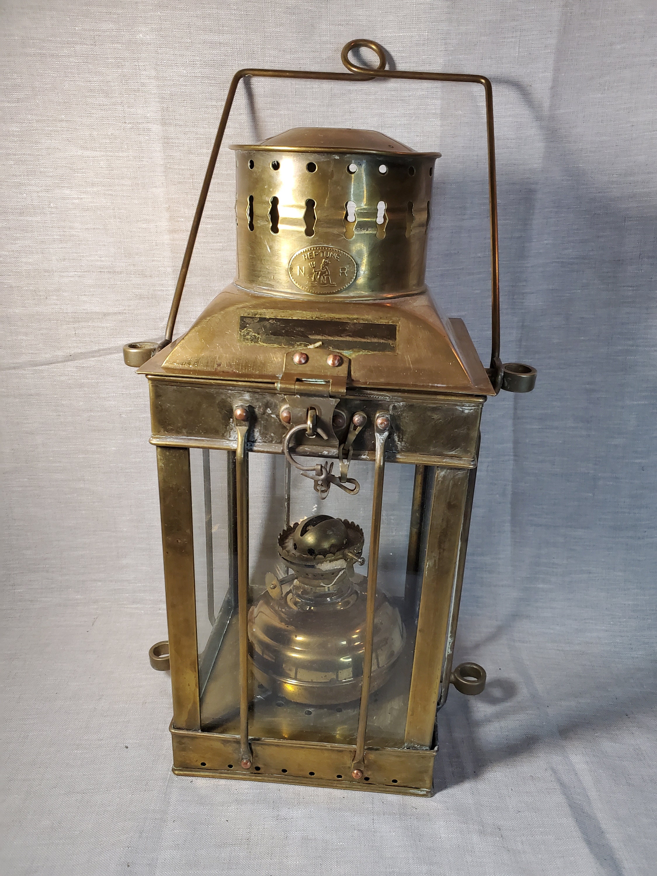 Vintage N R Neptune Brass Oil Lantern Etsy Australia