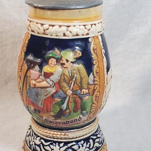 Vintage German 1940s Beer Stein &quot;Quitting Time&quot;