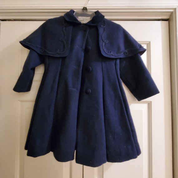 Vintage Rothschild Girls Wool Navy Blue Coat Size… - image 1