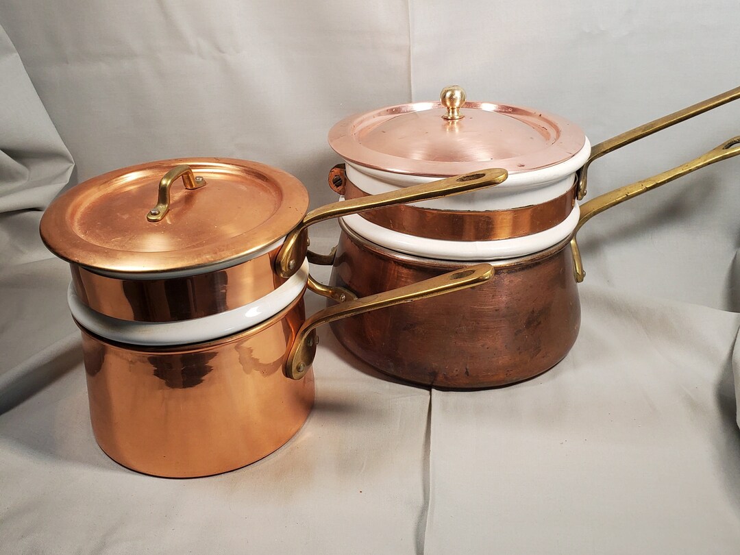 Vintage Farmhouse Copper Double Boiler Large or Small 1966 - Etsy