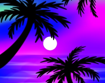 instant download Breeze Beach tropical bright photo Mint Palm Trees digital print sun wall art palm trees