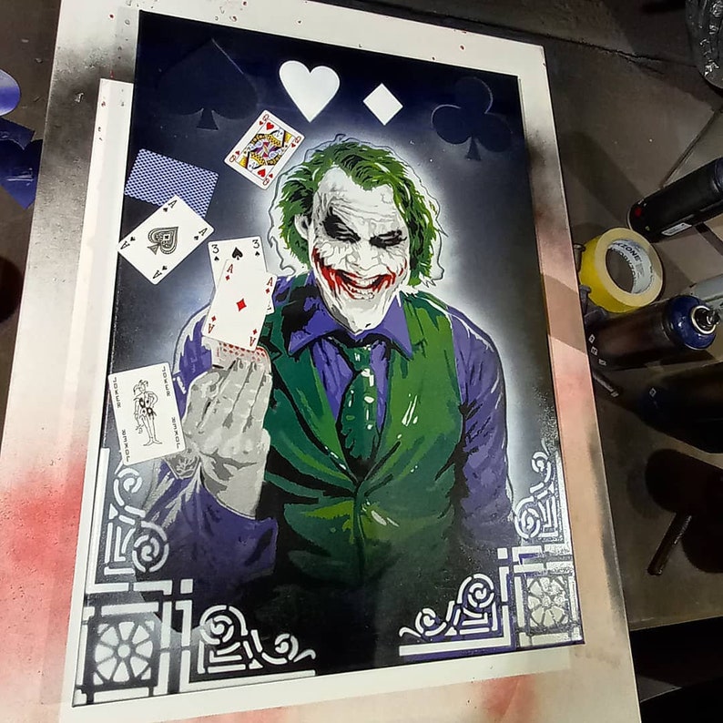 JOKER unique hadmade original spray paint art on canva Etsy