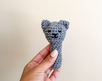 Crochet Cat Rattle | Handmade Crochet | Key Chain | Pacifier Clip | Baby rattle | Small Animal Toy