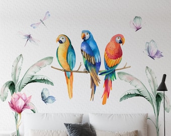 Parrot Leaves WG966 Wallpaper Mural Self Adhesive Peel and Stick Wall Sticker Wall Decoration Design Removable