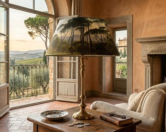 Italian Landscape Lampshade – Villa Borghese Pines, Hand-Finished Art Print