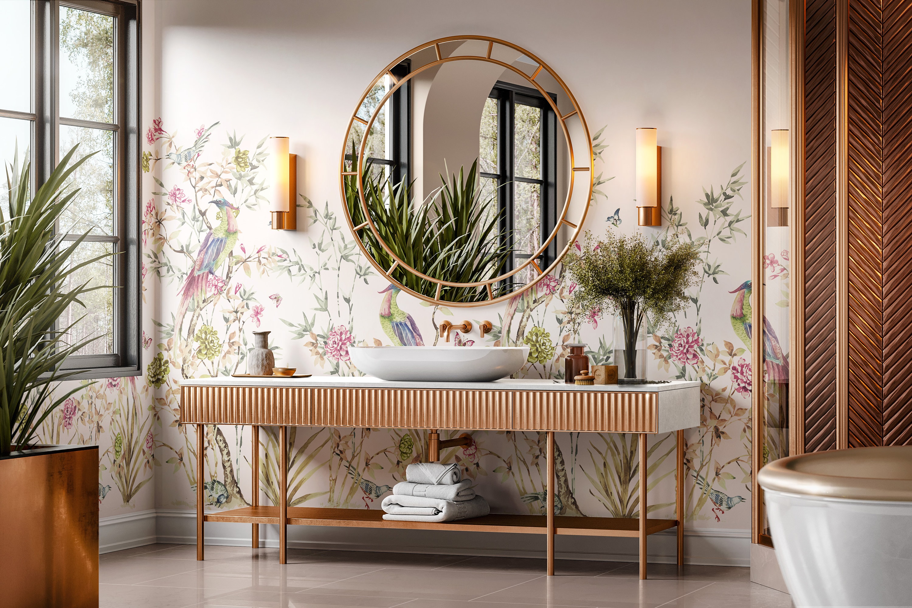 のの Wildflower Wallpaper: Watercolor Floral Wall Mural | Nursery